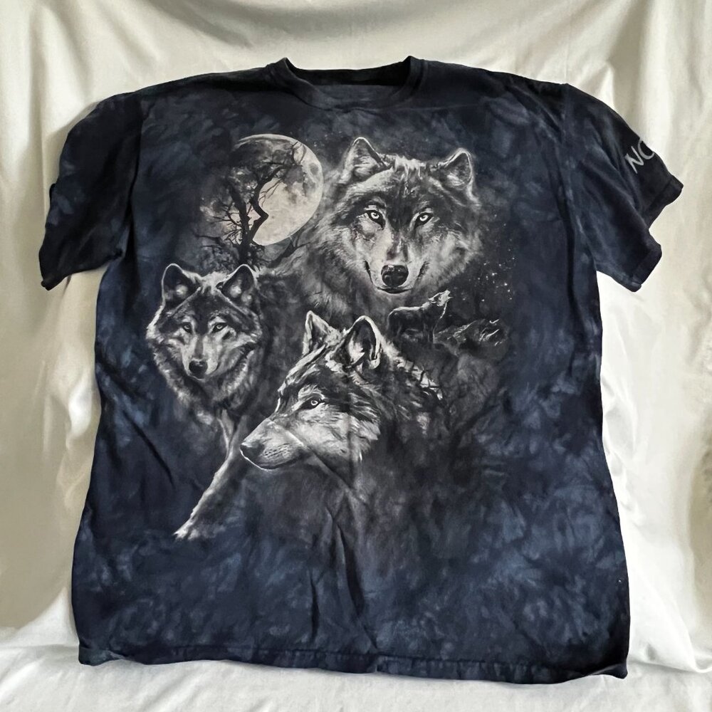 Wolf Graphic T-Shirt NC Zoo Tie-Dye Design Large The Mountain - Picture 1 of 4